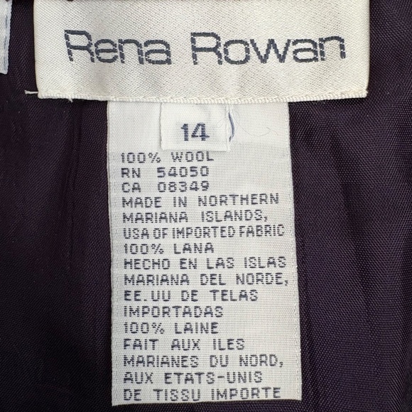 Y2K Rena Rowan 100% Woolmark Wool Purple Pants High Waist Wide Leg Womens Sz 14 - Picture 8 of 10